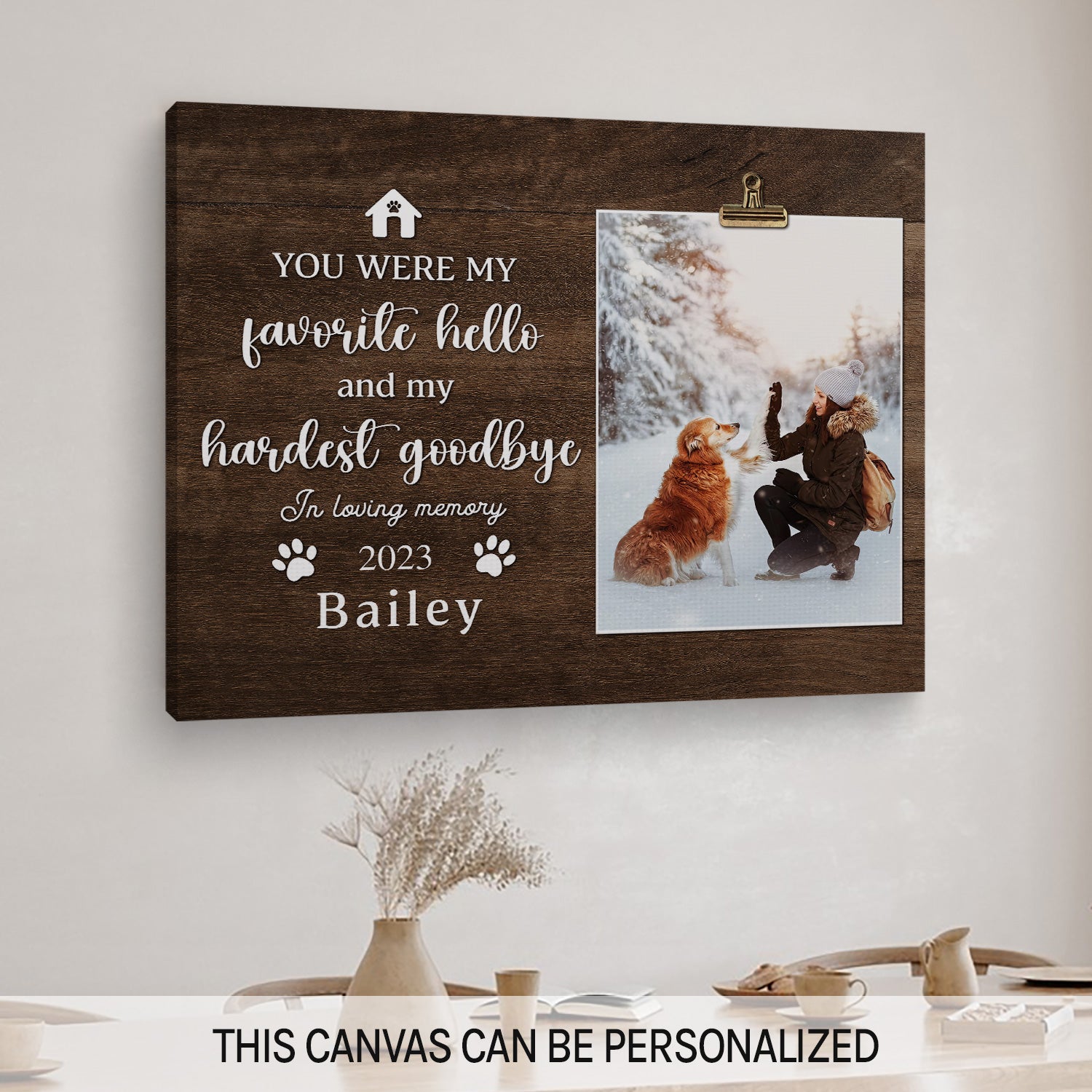 My Hardest Goodbye - Personalized Christmas gift for Dog or Cat Lovers - Custom Canvas Print - MyMindfulGifts