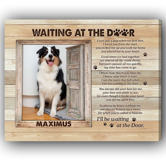 Waiting At The Door - Personalized Christmas gift for Dog Lovers - Custom Canvas Print - MyMindfulGifts