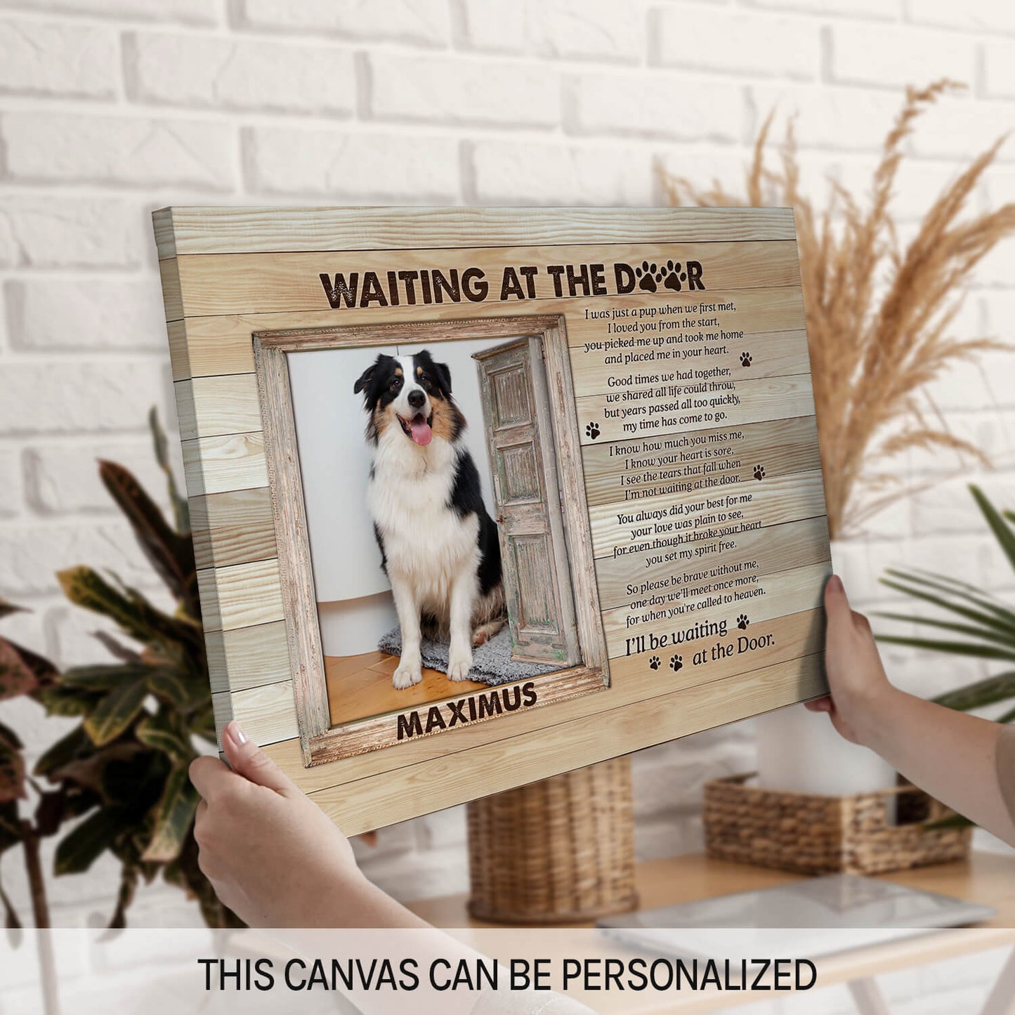 Waiting At The Door - Personalized Christmas gift for Dog Lovers - Custom Canvas Print - MyMindfulGifts