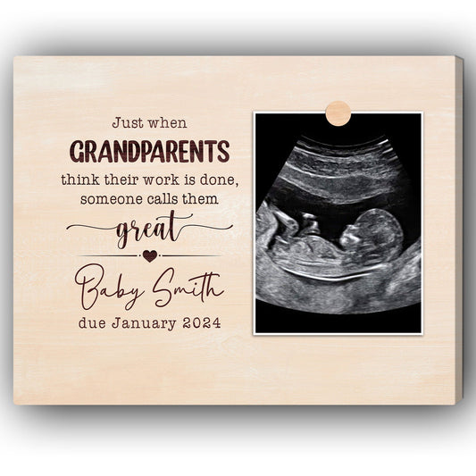 Someone Calls Them Great - Personalized Baby Announcement gift for Great Grandparents - Custom Canvas Print - MyMindfulGifts