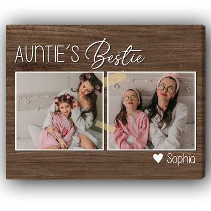 Auntie's Bestie - Personalized Birthday or Christmas gift For Aunt - Custom Canvas Print - MyMindfulGifts