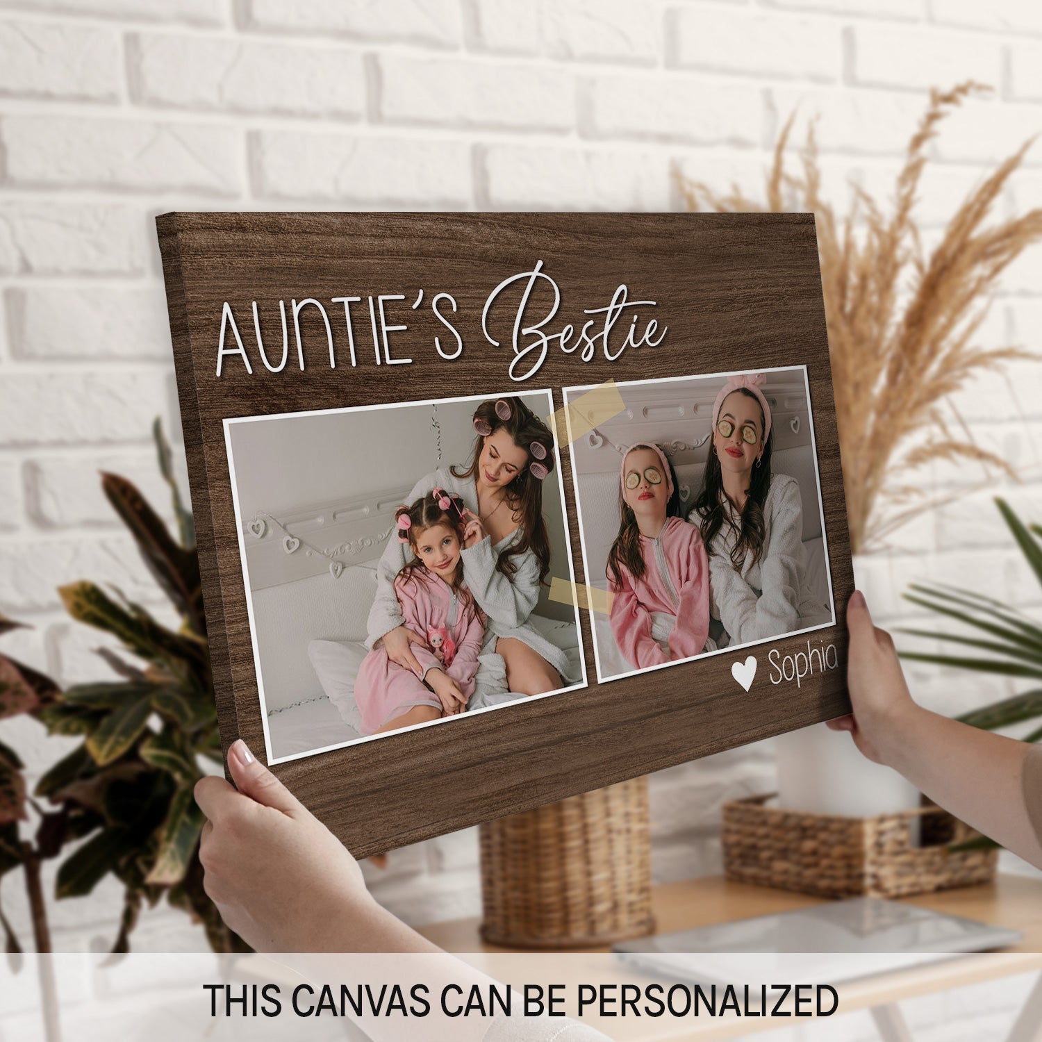 Auntie's Bestie - Personalized Birthday or Christmas gift For Aunt - Custom Canvas Print - MyMindfulGifts