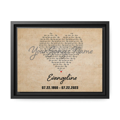 Custom Song Lyrics - Personalized Memorial gift for Family - Custom Canvas Print - MyMindfulGifts