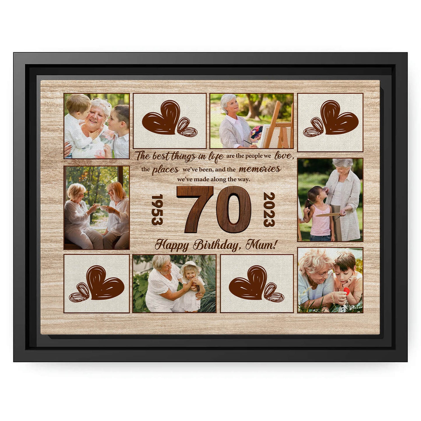 Happy 70th Birthday Mom - Personalized 70th Birthday gift for Mom - Custom Canvas Print - MyMindfulGifts