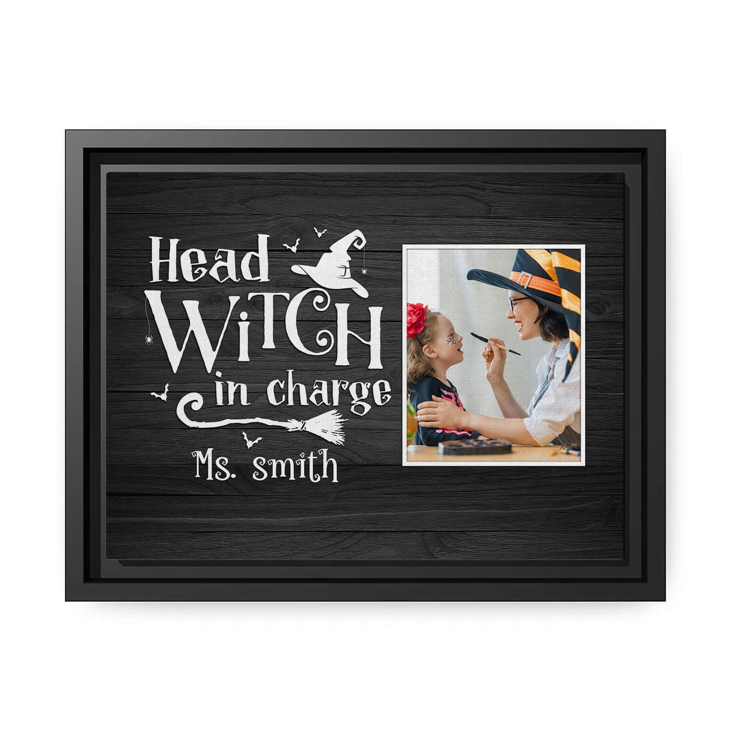 Head Witch In Charge - Personalized Halloween gift for Teacher - Custom Canvas Print - MyMindfulGifts