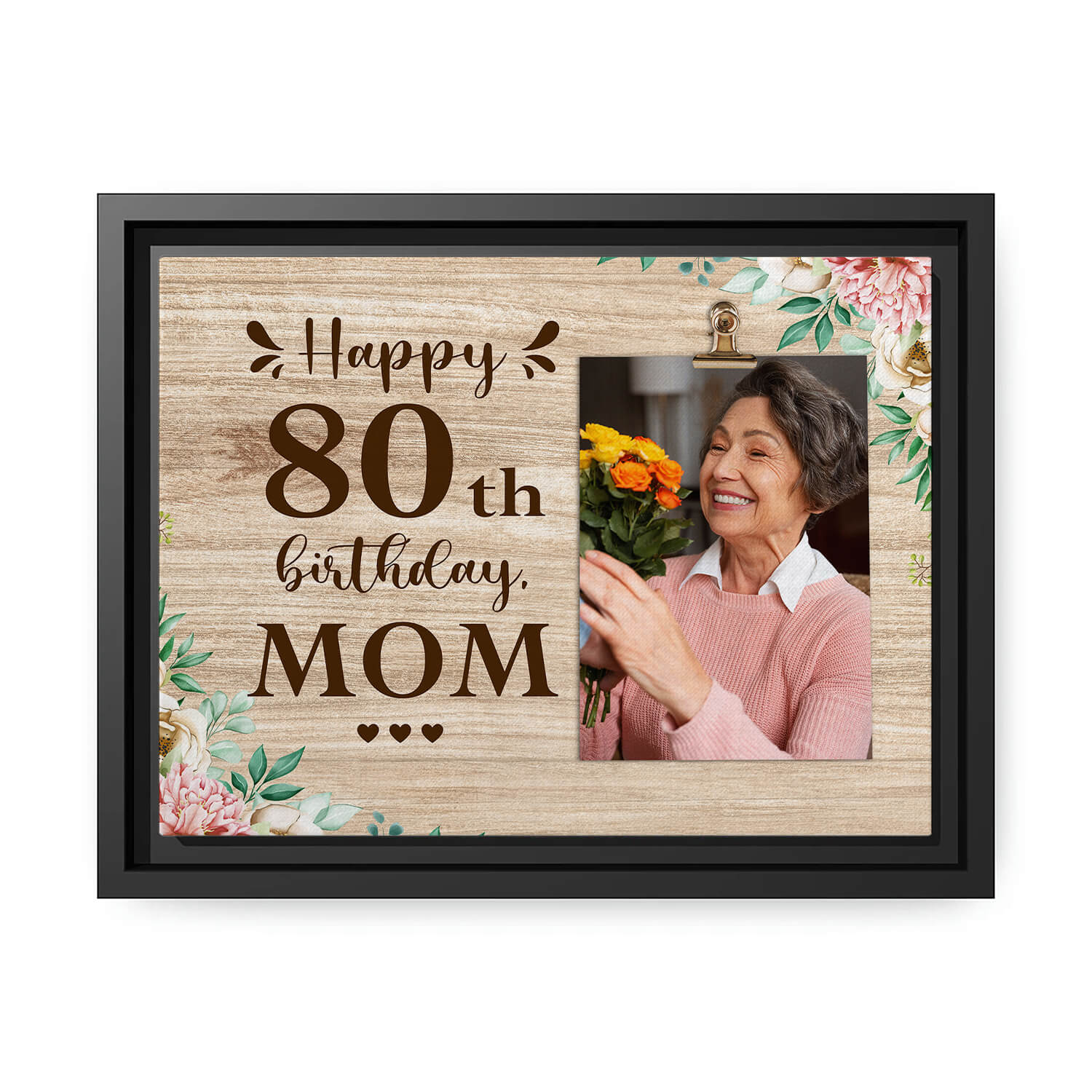 Happy 80th Birthday Mom - Personalized 80th Birthday gift For Mom - Custom Canvas Print - MyMindfulGifts