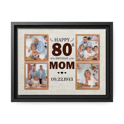 Happy 80th Birthday Mom - Personalized 80th Birthday gift for Mom - Custom Canvas Print - MyMindfulGifts
