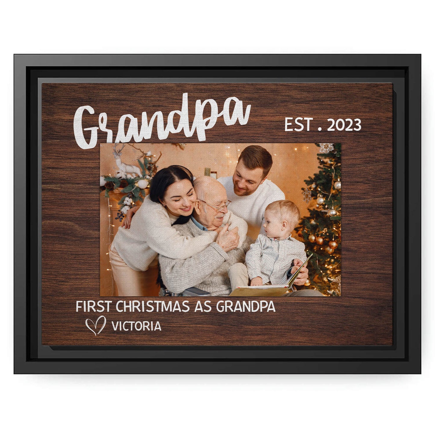 First Chrismtas as Grandpa - Personalized First Christmas gift for Grandpa - Custom Canvas Print - MyMindfulGifts