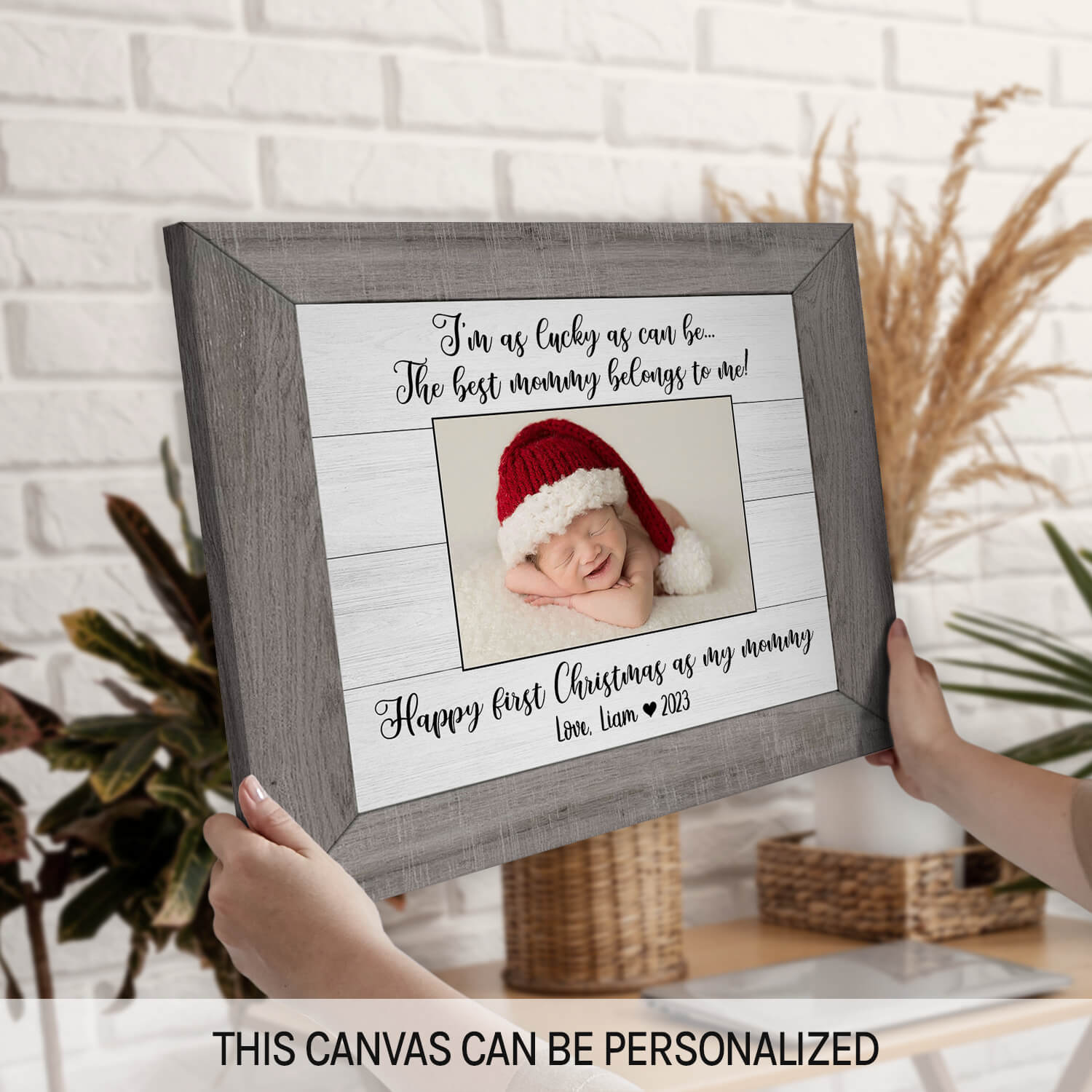 The Best Mommy Belongs To Me - Personalized First Christmas gift for New Mom - Custom Canvas Print - MyMindfulGifts