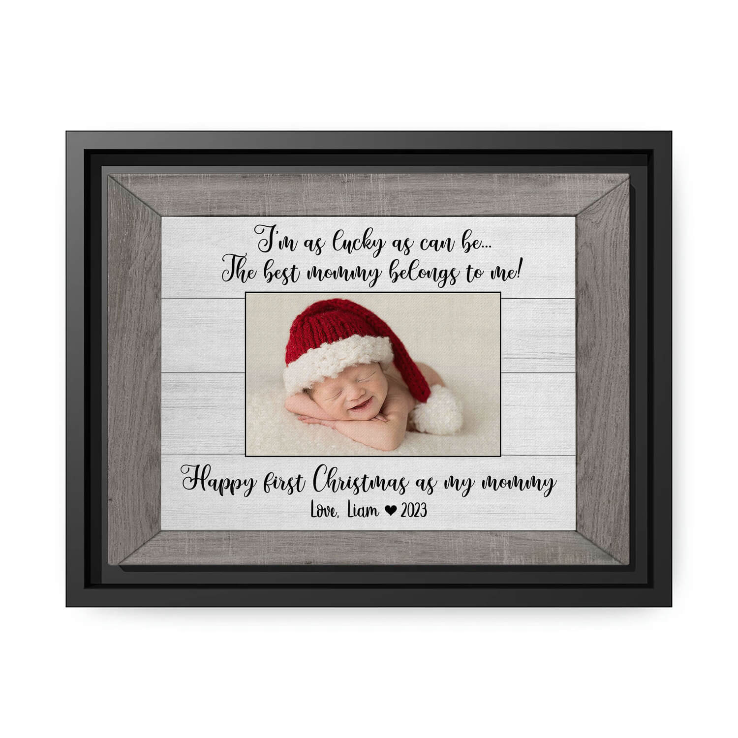 The Best Mommy Belongs To Me - Personalized First Christmas gift for New Mom - Custom Canvas Print - MyMindfulGifts