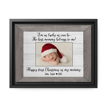 The Best Mommy Belongs To Me - Personalized First Christmas gift for New Mom - Custom Canvas Print - MyMindfulGifts