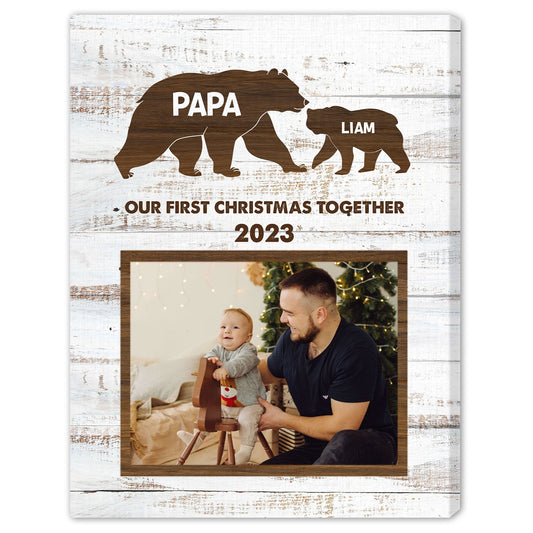 Our First Christmas Together - Personalized First Christmas gift for New Dad - Custom Canvas Print - MyMindfulGifts
