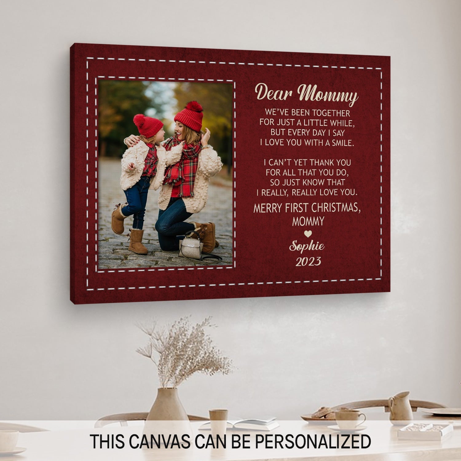 Dear Mommy - Personalized First Christmas gift for New Mom - Custom Canvas Print - MyMindfulGifts