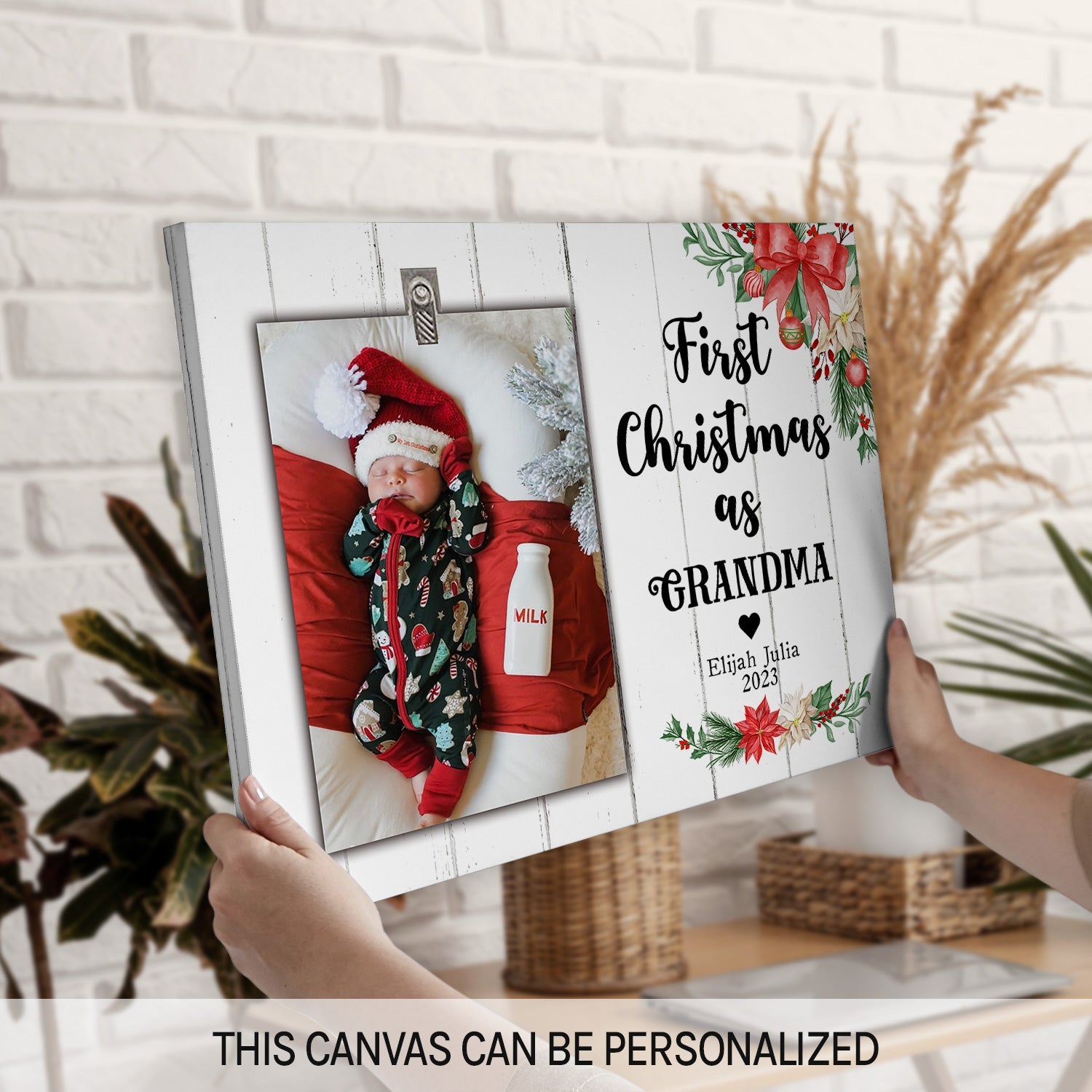 First Christmas as Grandma - Personalized First Christmas gift for Grandma - Custom Canvas Print - MyMindfulGifts