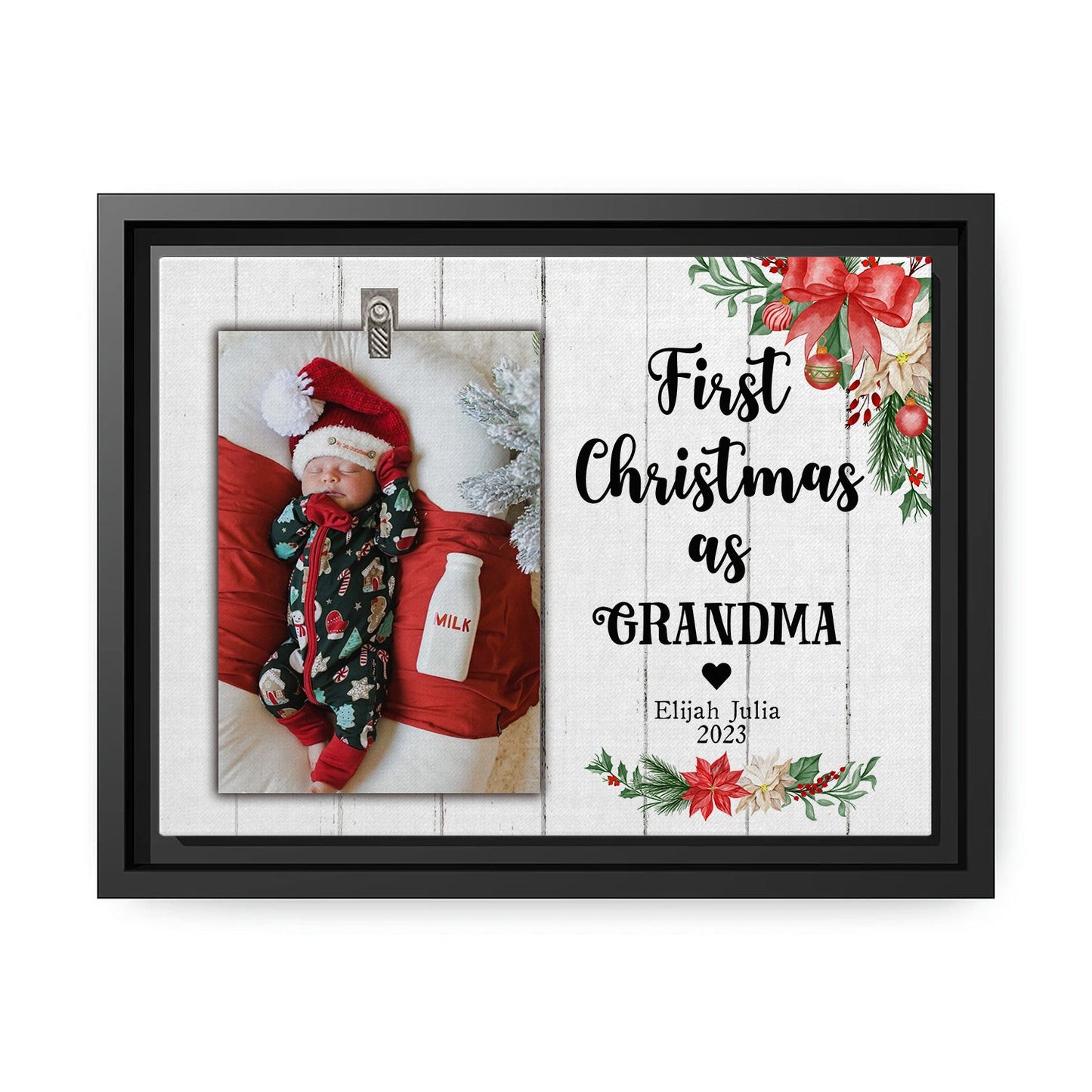 First Christmas as Grandma - Personalized First Christmas gift for Grandma - Custom Canvas Print - MyMindfulGifts