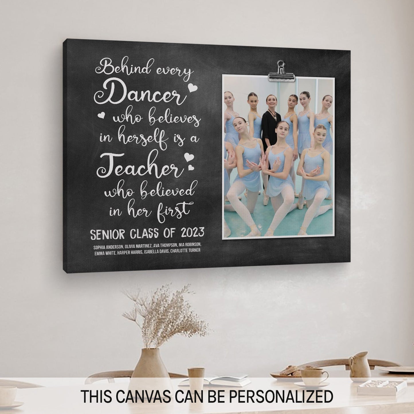 Behind Every Dancer Who Believe In Herself - Personalized Teacher's Day, Birthday or Christmas gift For Dance Teacher - Custom Canvas Print - MyMindfulGifts