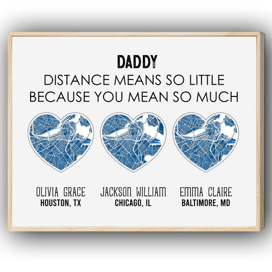 You Mean The World To Us - Personalized Birthday or Christmas gift For Long Distance Dad - Custom Canvas Print - MyMindfulGifts