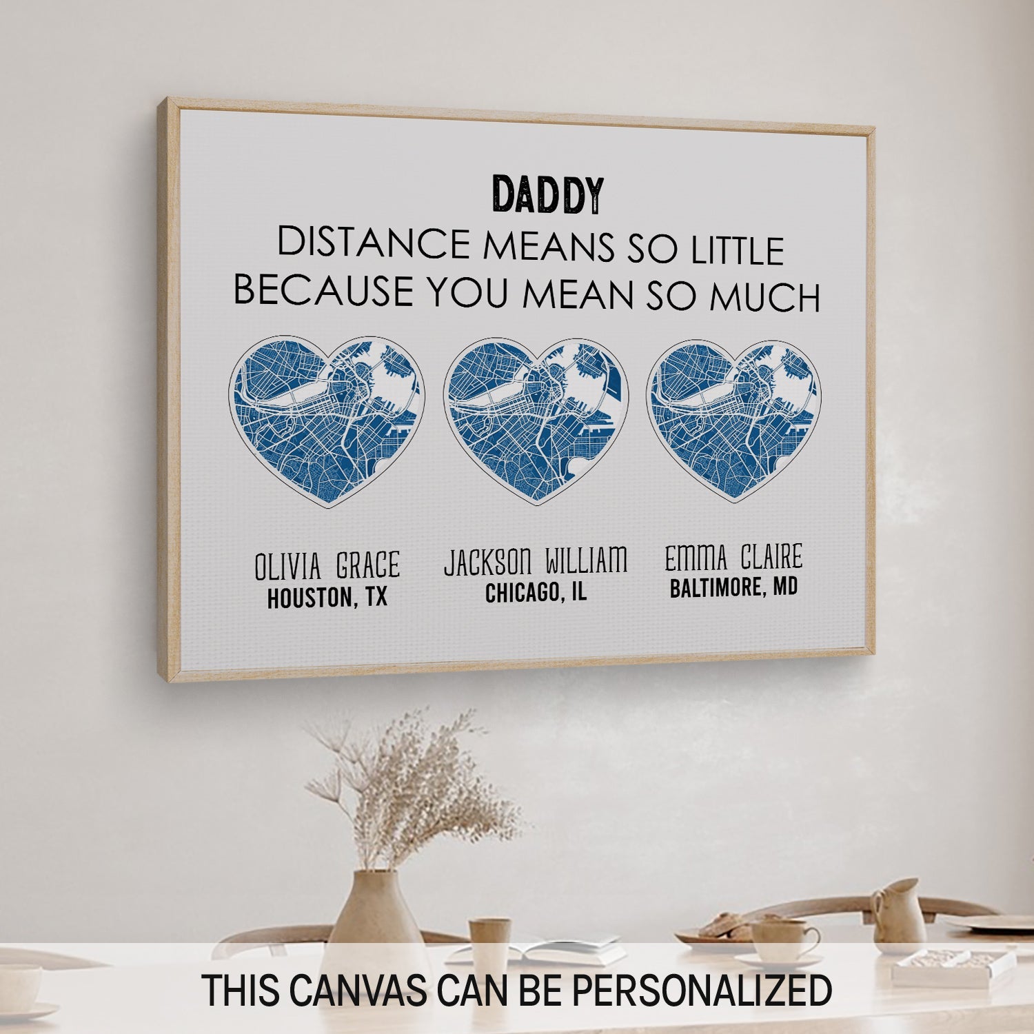 You Mean The World To Us - Personalized Birthday or Christmas gift For Long Distance Dad - Custom Canvas Print - MyMindfulGifts