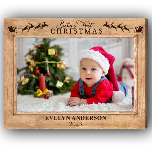 Baby's First Christmas - Personalized First Christmas gift For Baby - Custom Canvas Print - MyMindfulGifts