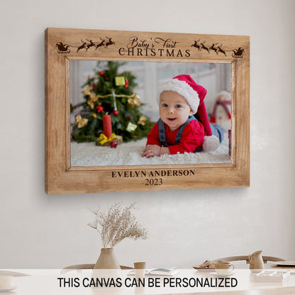 Baby's First Christmas - Personalized First Christmas gift For Baby - Custom Canvas Print - MyMindfulGifts