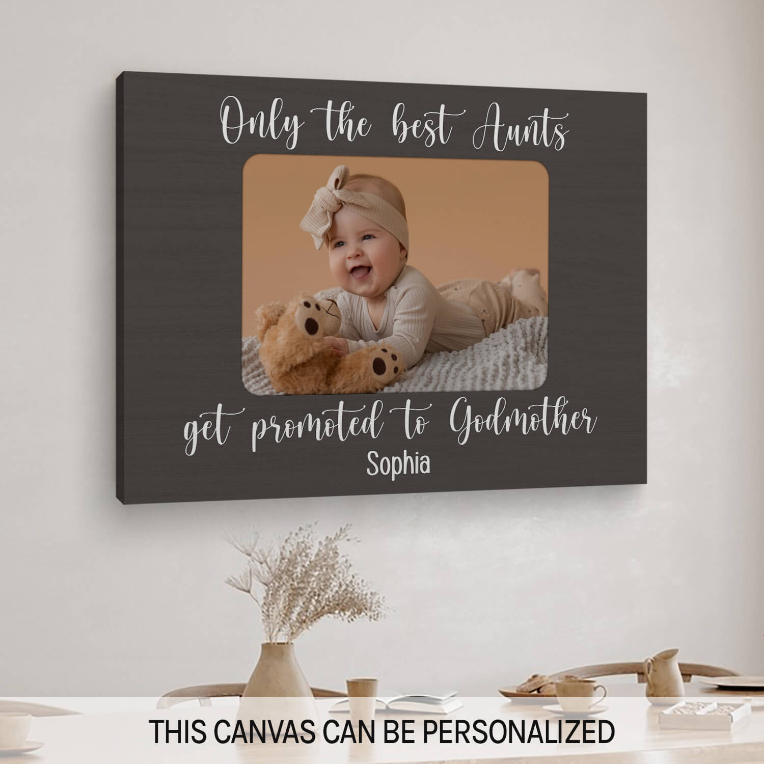 Only The Best Aunts Get Promoted To Godmother - Personalized Birthday or Christmas gift For Aunt or Godmother - Custom Canvas Print - MyMindfulGifts