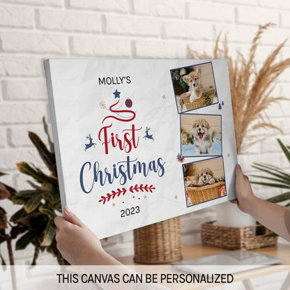 Dog First Christmas - Personalized First Christmas gift For Dog Lovers - Custom Canvas Print - MyMindfulGifts