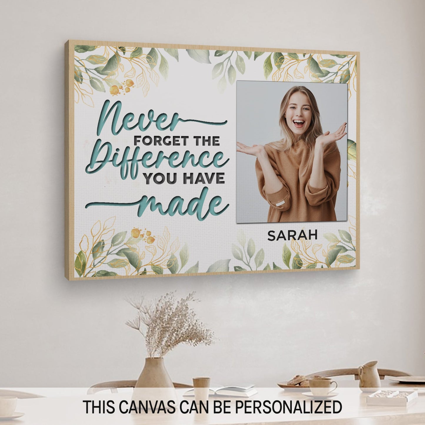 Never Forget The Difference You Have Made - Personalized Birthday or Christmas gift For Coworker, Employee, Teacher - Custom Canvas Print - MyMindfulGifts
