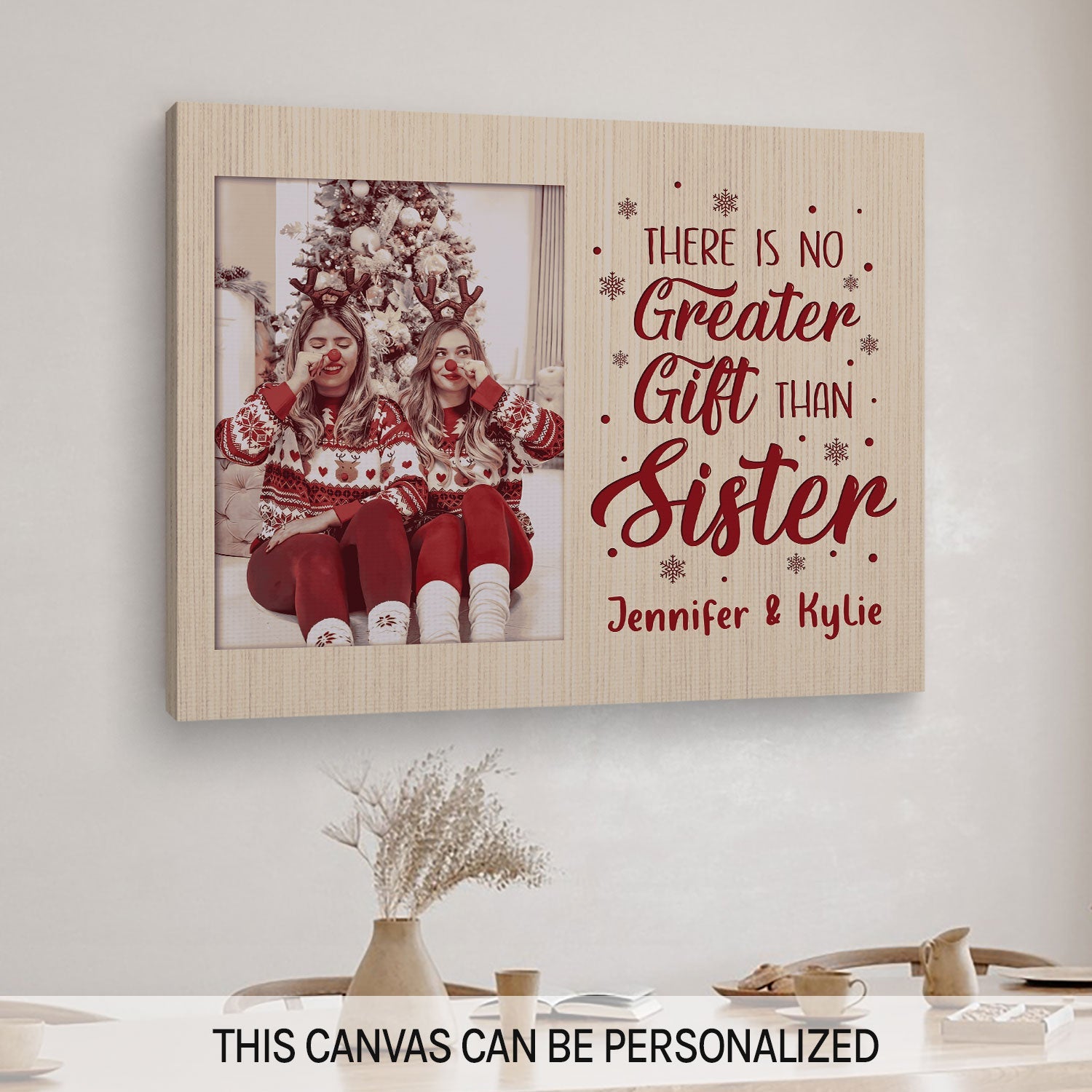 There Is No Greater Gift Than Sister - Personalized Christmas gift For Sister - Custom Canvas Print - MyMindfulGifts