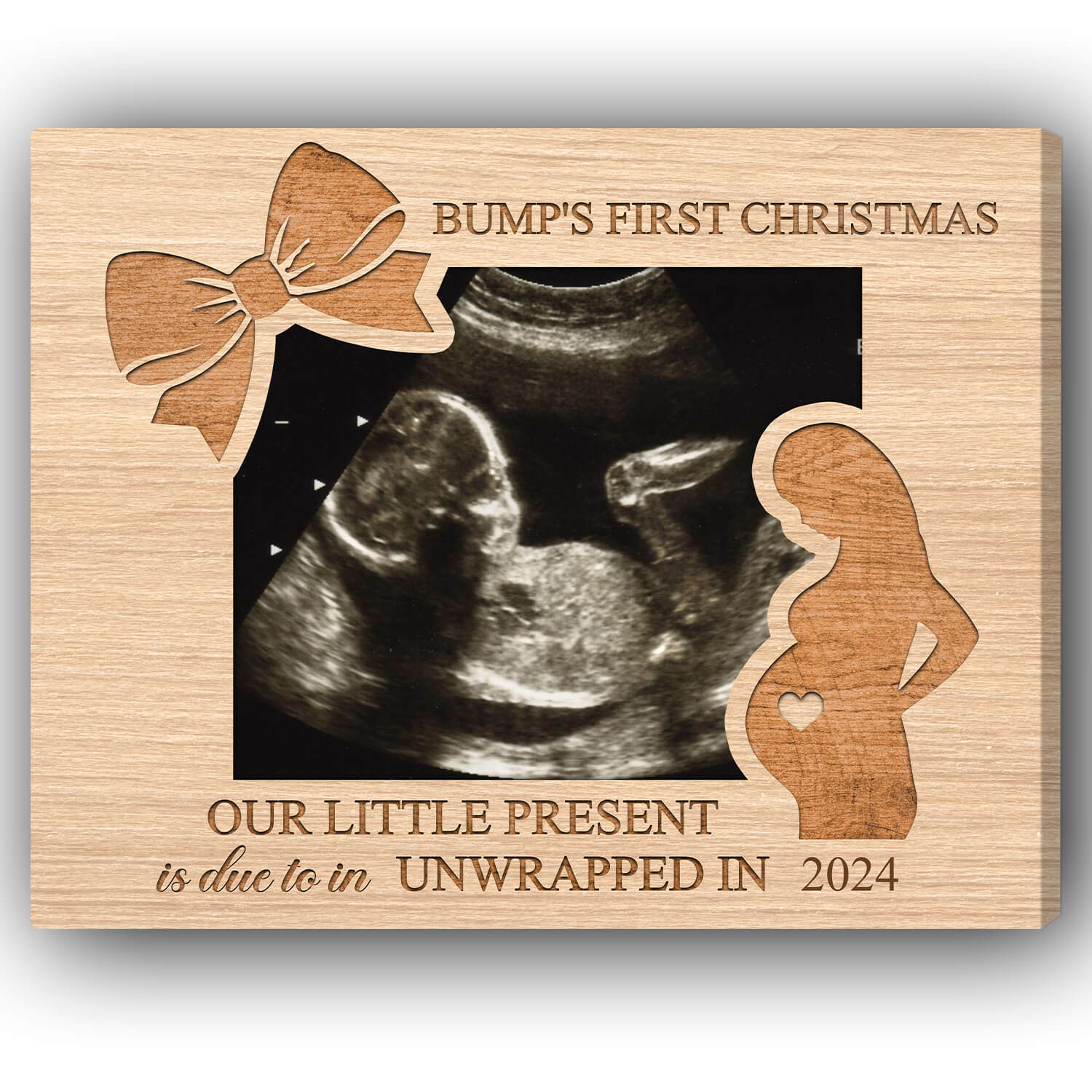 Bump's First Christmas - Personalized Christmas Pregnancy Announcemnt gift For Family - Custom Canvas Print - MyMindfulGifts