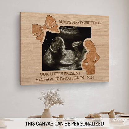 Bump's First Christmas - Personalized Christmas Pregnancy Announcemnt gift For Family - Custom Canvas Print - MyMindfulGifts