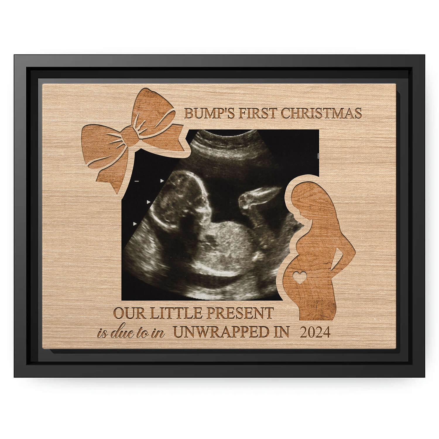 Bump's First Christmas - Personalized Christmas Pregnancy Announcemnt gift For Family - Custom Canvas Print - MyMindfulGifts