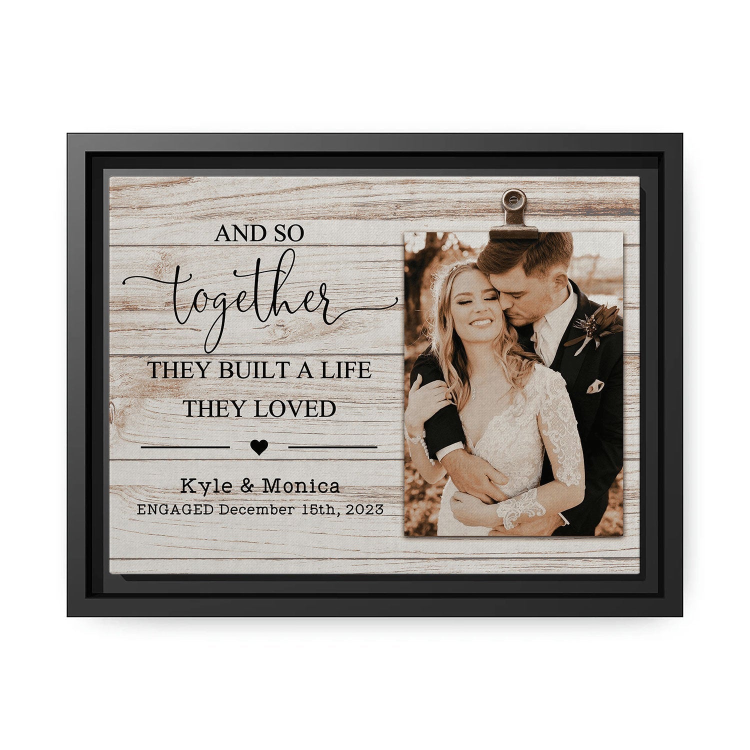 Together They Built The Life They Love - Personalized Engagement or Valentine's Day gift For Fiance - Custom Canvas Print - MyMindfulGifts