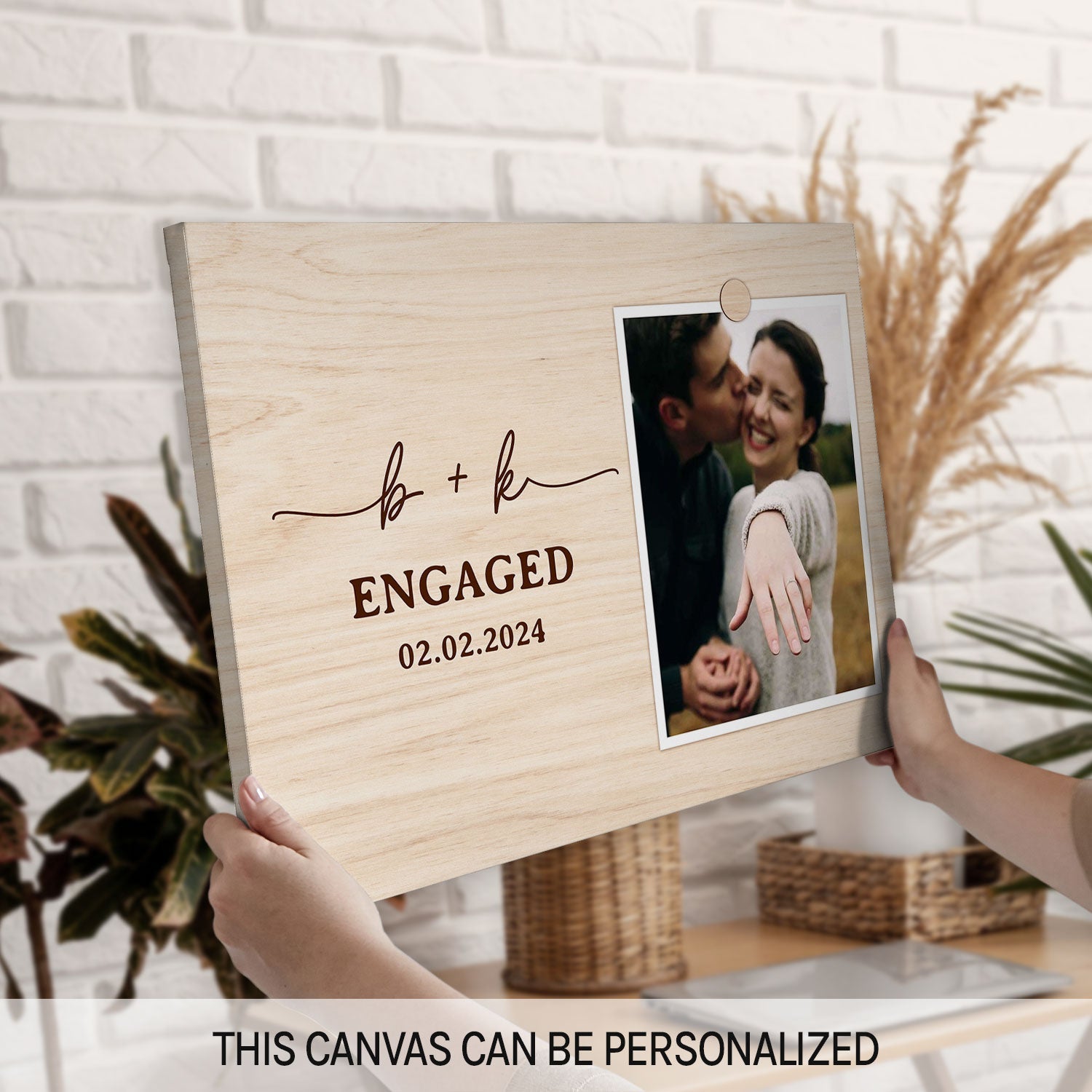 Engaged - Personalized Engagement or Valentine's Day gift For Fiance - Custom Canvas Print - MyMindfulGifts