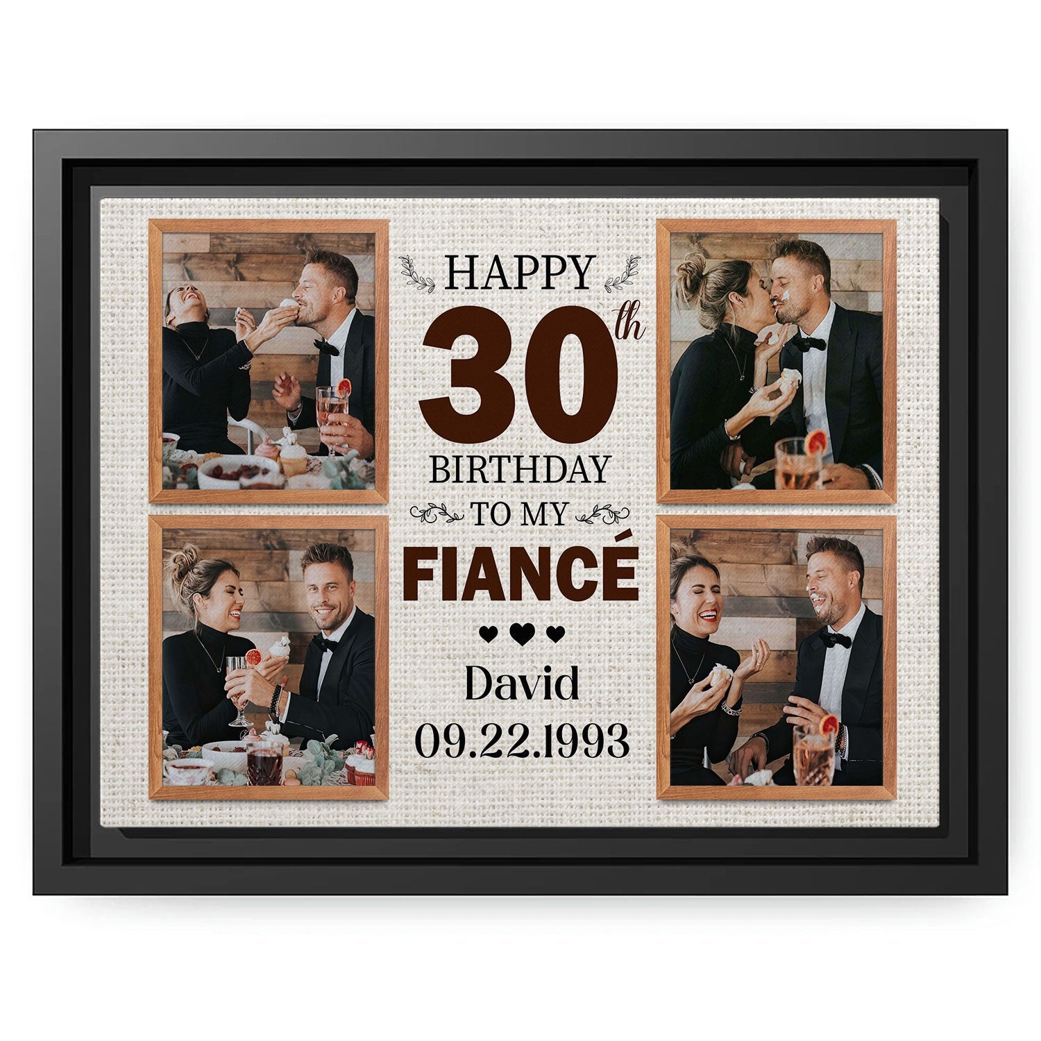 Happy 30th Birthday To My Fiance - Personalized 30th Birthday gift For Fiance - Custom Canvas Print - MyMindfulGifts