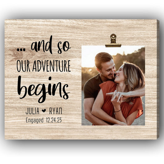 Our Adventure Begins - Personalized Engagement or Valentine's Day gift For Fiance - Custom Canvas Print - MyMindfulGifts