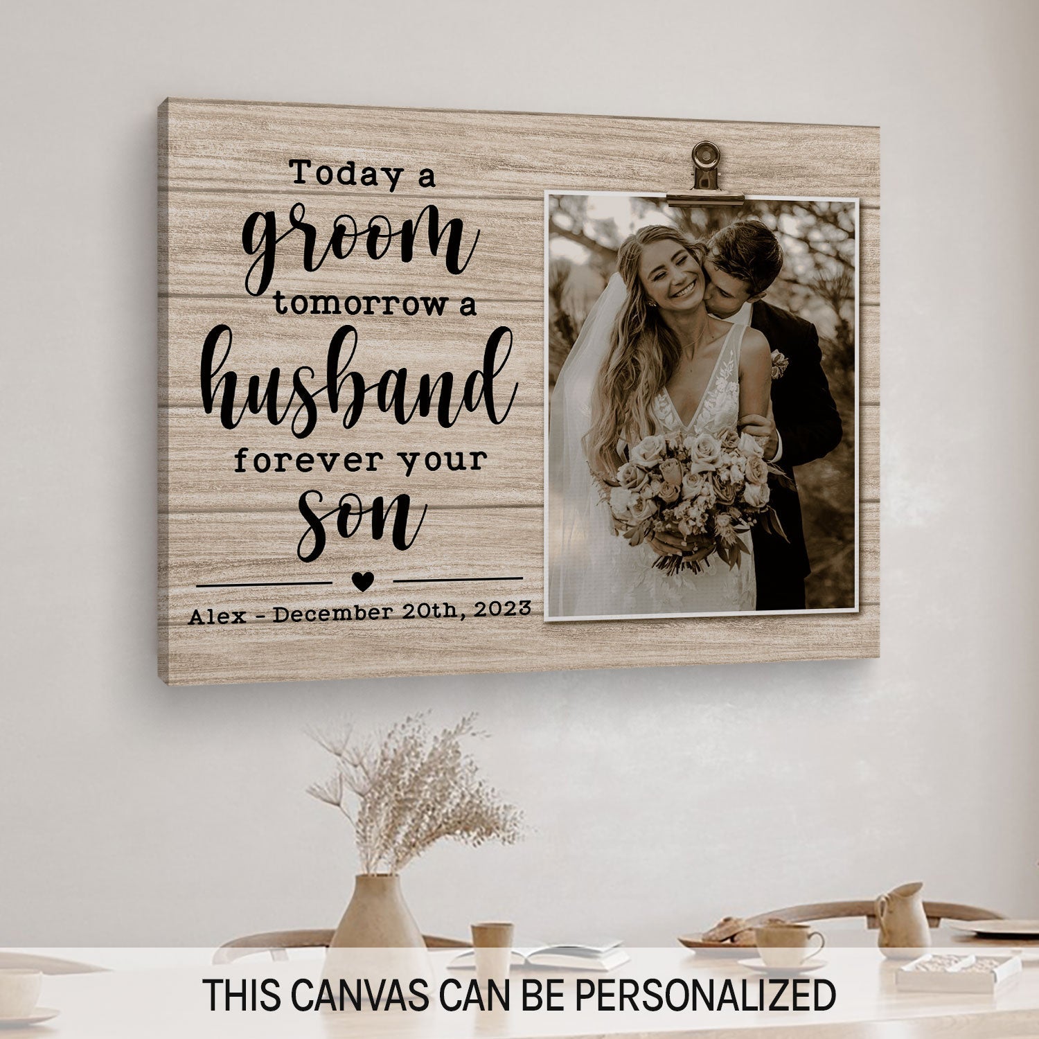 Forever Your Son - Personalized Wedding gift For Parents Of The Groom From Son - Custom Canvas Print - MyMindfulGifts