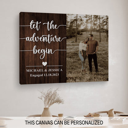 Let The Adventure Begin - Personalized Engagement or Valentine's Day gift For Fiance - Custom Canvas Print - MyMindfulGifts