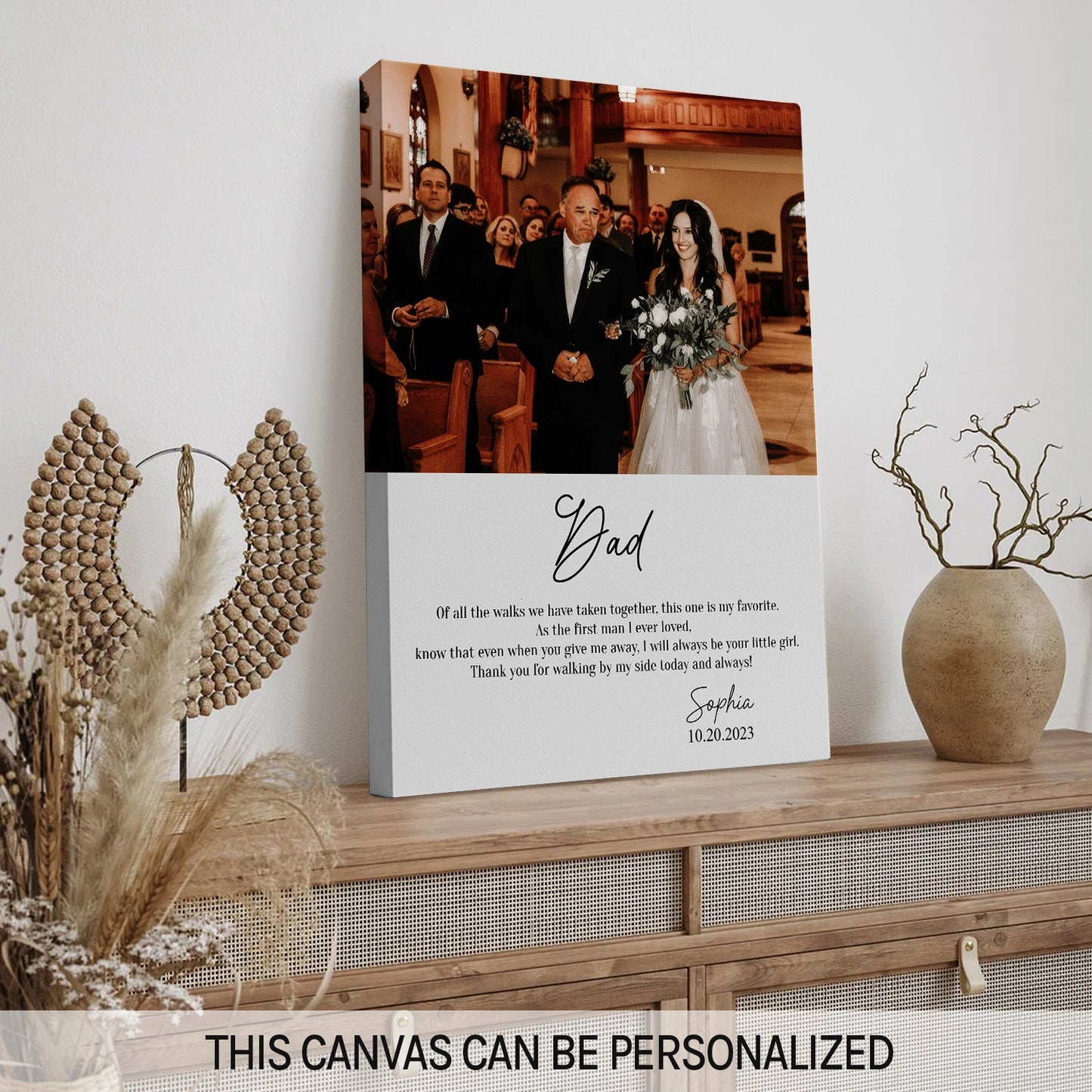 Thank You For Always Walking By My Side - Personalized Wedding gift For Dad - Custom Canvas Print - MyMindfulGifts