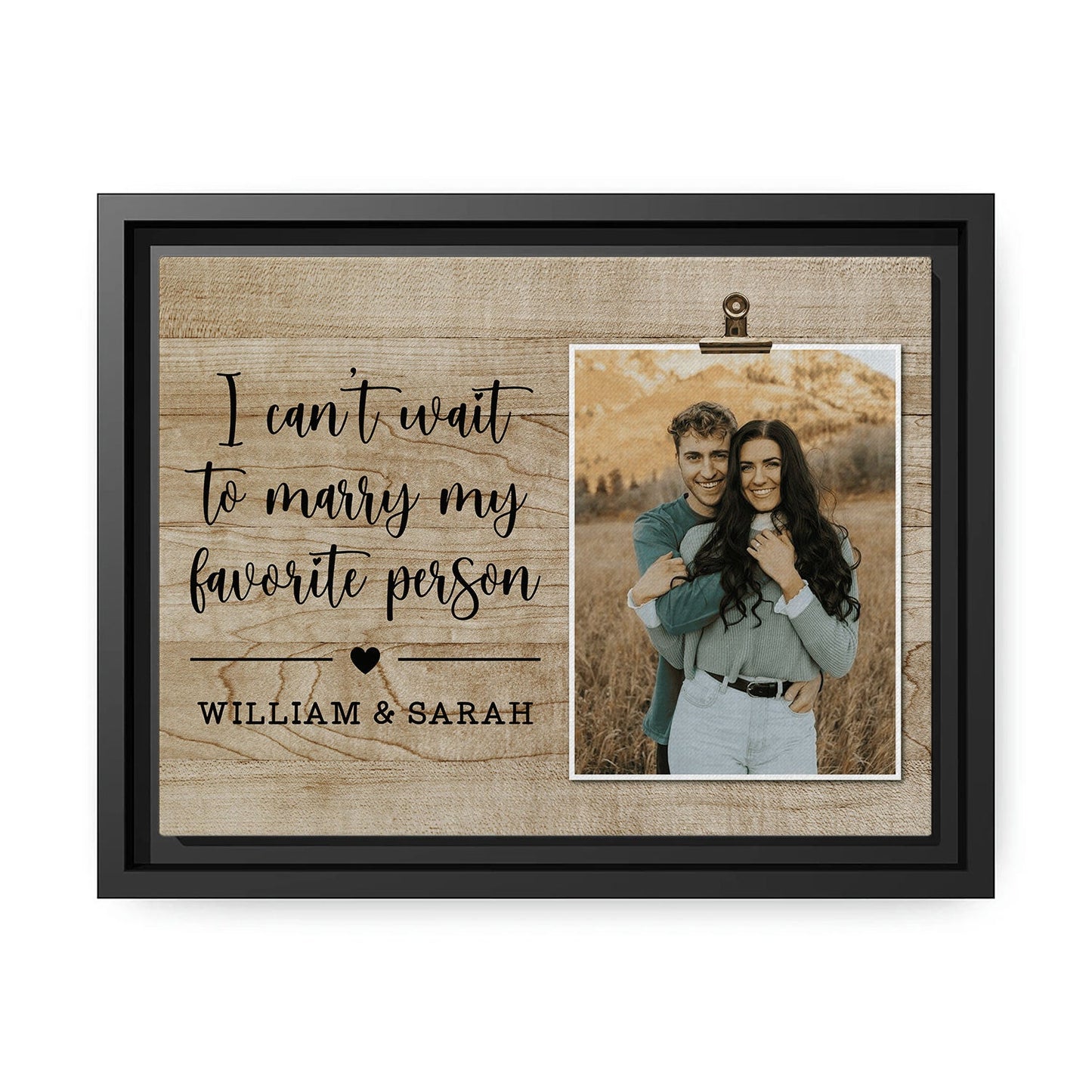 I Can't Wait To Marry My Favorite Person - Personalized Engagement or Valentine's Day gift For Fiance - Custom Canvas Print - MyMindfulGifts