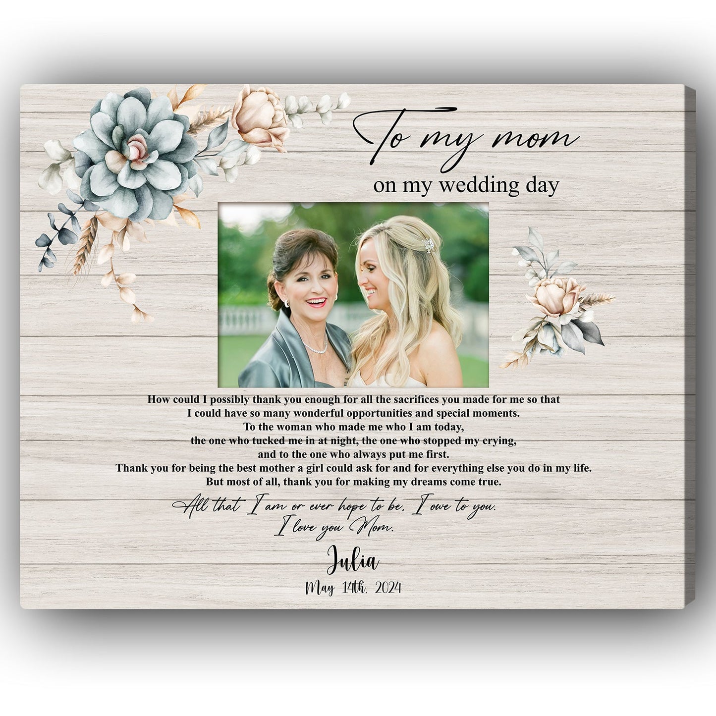 Personalized Mother Of Bride Gift, Wedding Gift For Parents From Bride,  Today A Bride Tomorrow A Wife Forever Your Little Girl Photo Canvas - Best  Personalized Gifts For Everyone