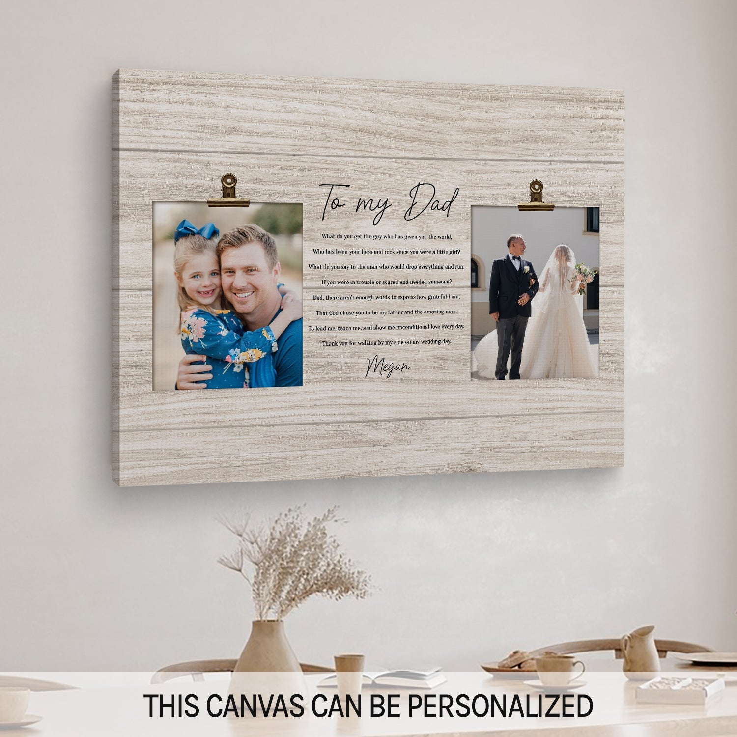 Father Of The Bride Present - Personalized Wedding gift For Father Of The Bride From Daughter - Custom Canvas Print - MyMindfulGifts