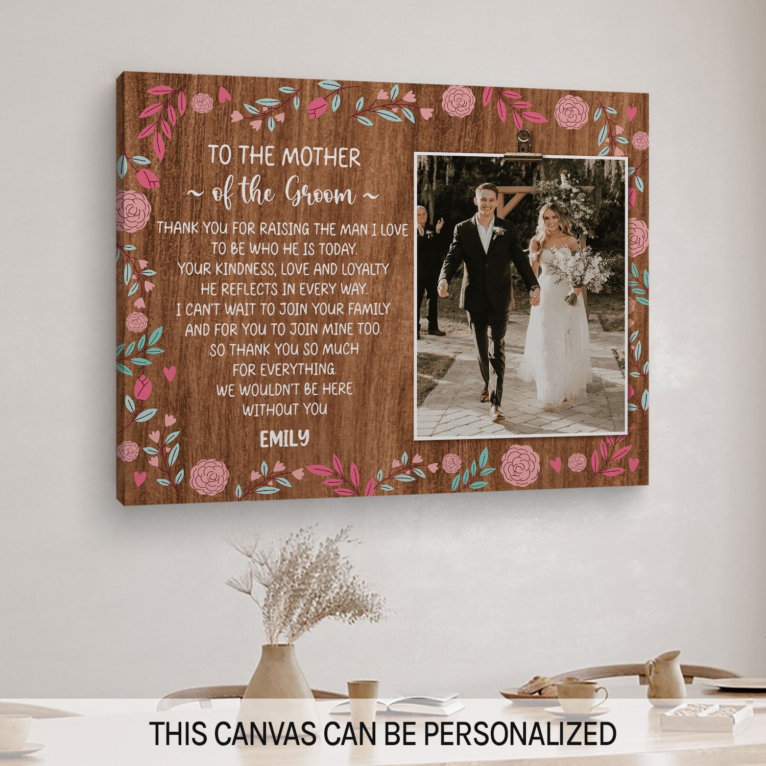 Gift To Mother Of The Groom From Bride - Personalized Wedding gift For Mother In Law - Custom Canvas Print - MyMindfulGifts
