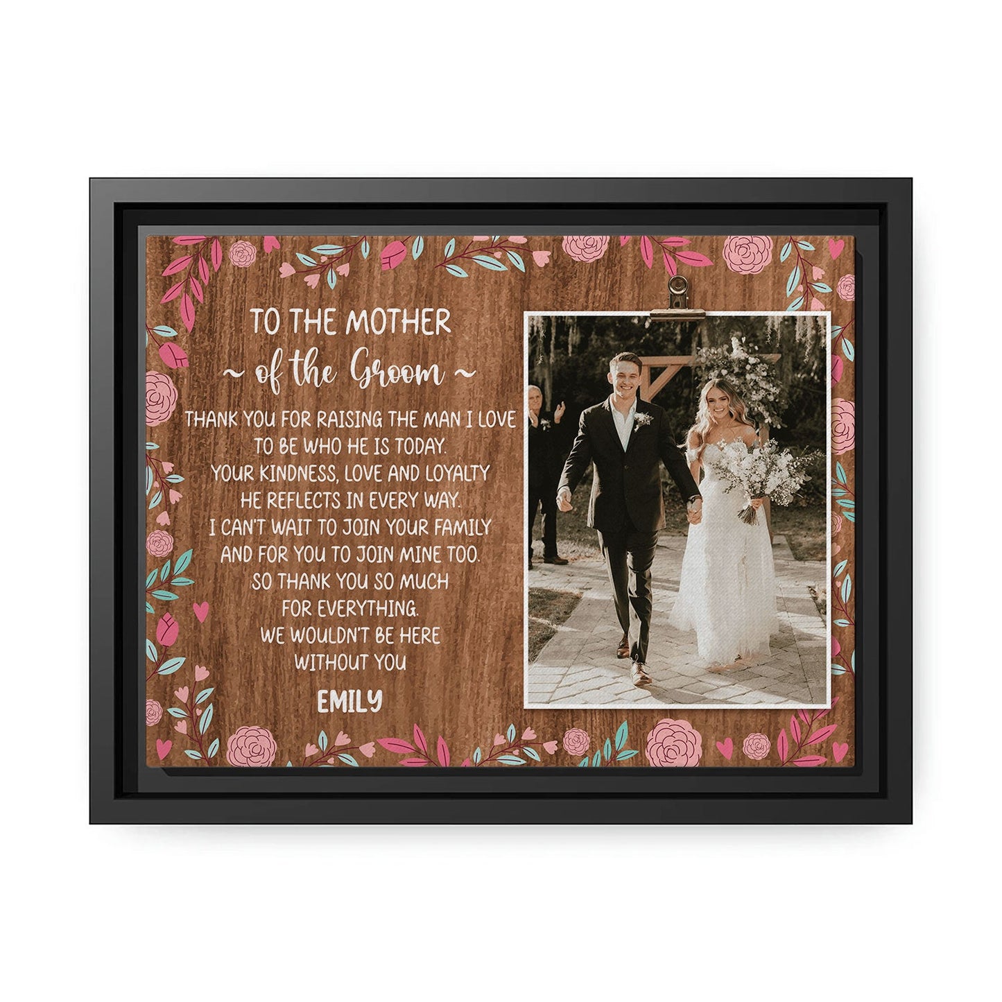 Gift To Mother Of The Groom From Bride - Personalized Wedding gift For Mother In Law - Custom Canvas Print - MyMindfulGifts
