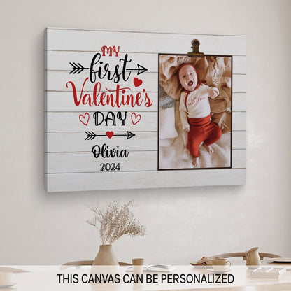 My First Valentine's Day - Personalized First Valentine's Day gift For Baby - Custom Canvas Print - MyMindfulGifts