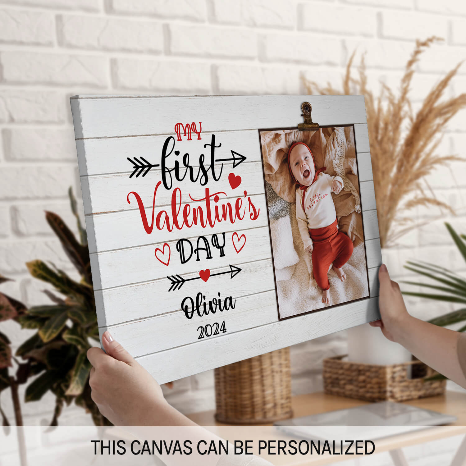 My First Valentine's Day - Personalized First Valentine's Day gift For Baby - Custom Canvas Print - MyMindfulGifts