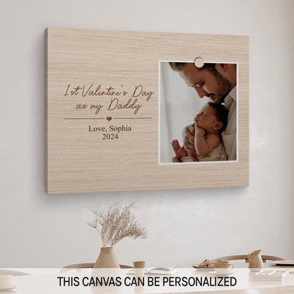 Daddy's First Valentine's Day - Personalized First Valentine's Day gift For New Dad - Custom Canvas Print - MyMindfulGifts
