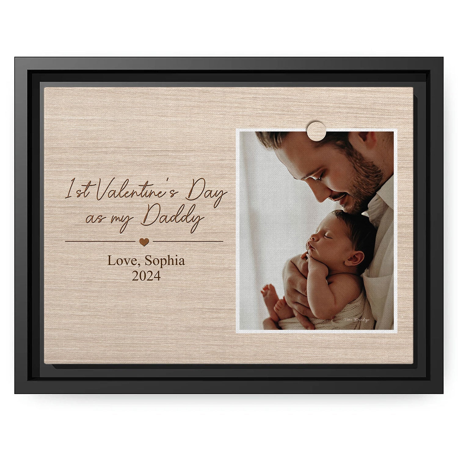 Daddy's First Valentine's Day - Personalized First Valentine's Day gift For New Dad - Custom Canvas Print - MyMindfulGifts