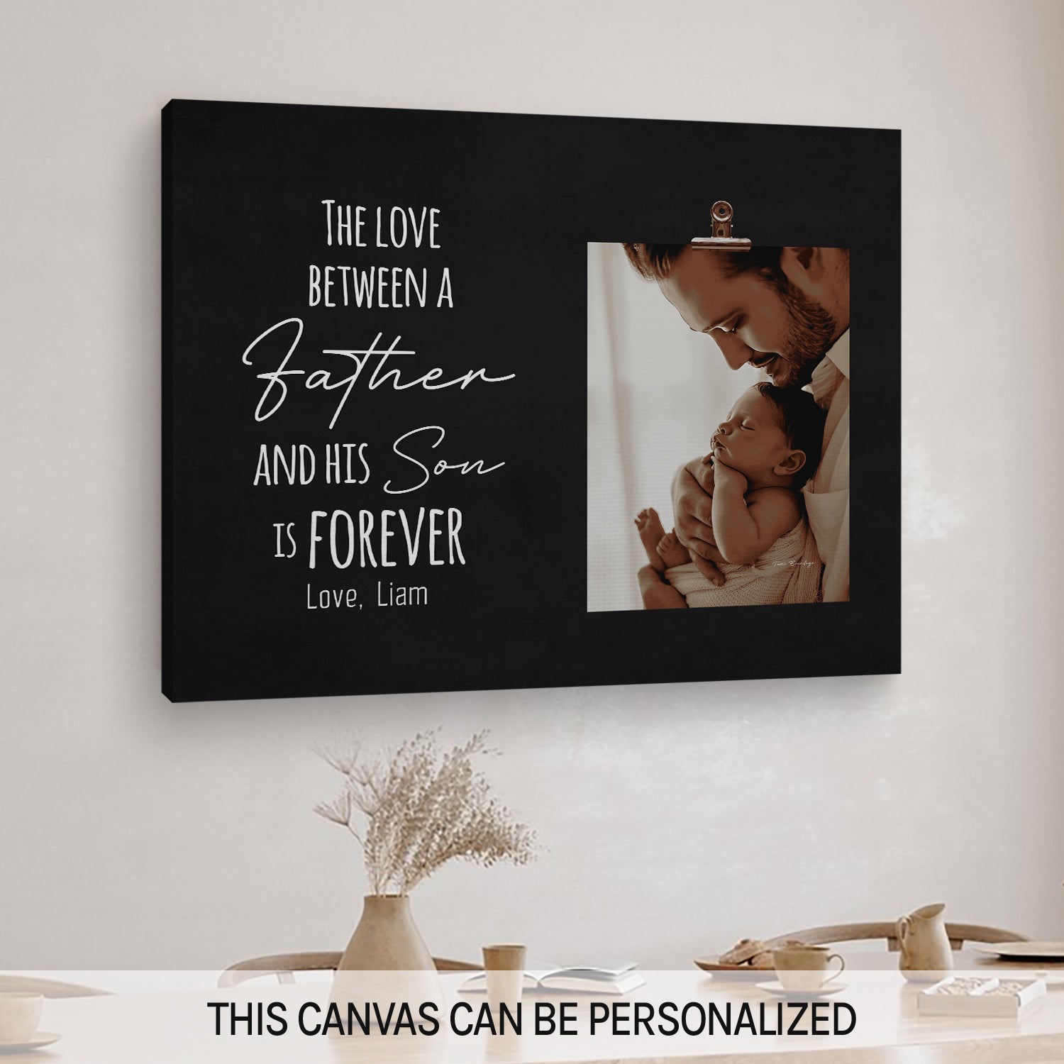 The Love Between A Father And His Son Is Forever - Personalized Father's Day, Birthday, Valentine's Day or Christmas gift For Dad or Son - Custom Canvas Print - MyMindfulGifts