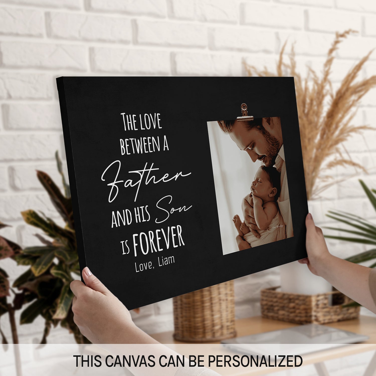 The Love Between A Father And His Son Is Forever - Personalized Father's Day, Birthday, Valentine's Day or Christmas gift For Dad or Son - Custom Canvas Print - MyMindfulGifts