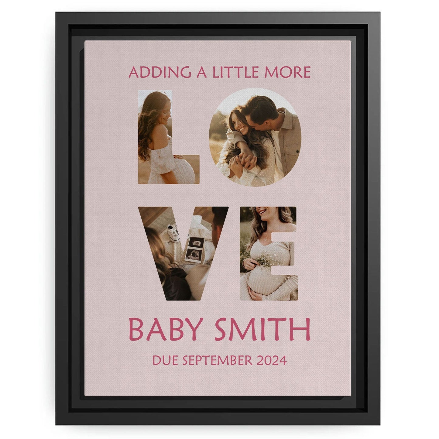 Valentine's Day Pregnancy Reveal - Personalized Valentine's Day Pregnancy Announcement gift For Family - Custom Canvas Print - MyMindfulGifts